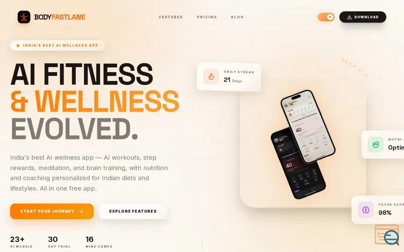 Screenshot of BodyFastLane