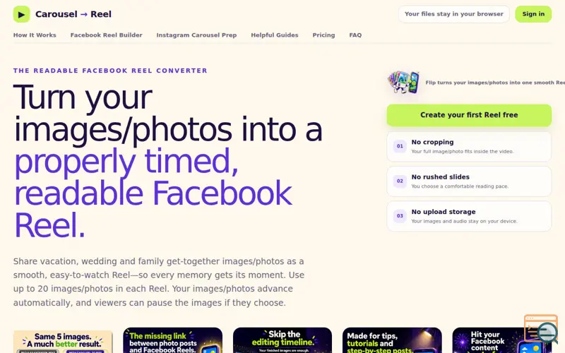 Screenshot of Carousel to Reel