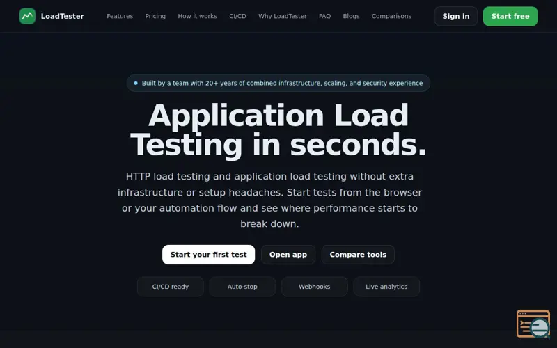 Screenshot of LoadTester.org