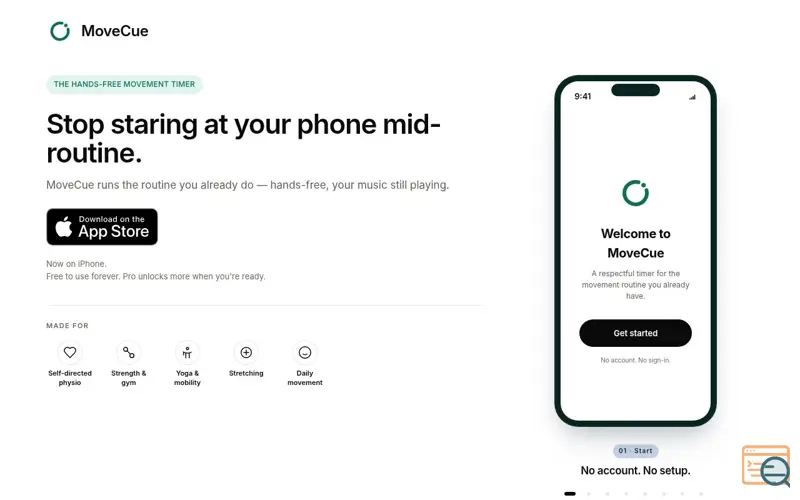 Screenshot of MoveCue: Hands-Free Routine