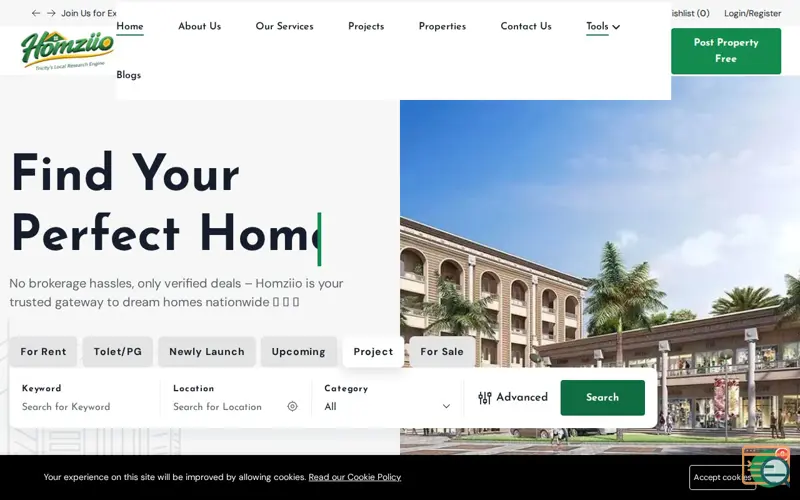 Screenshot of Homziio: Buy, Sell Properties in tricity