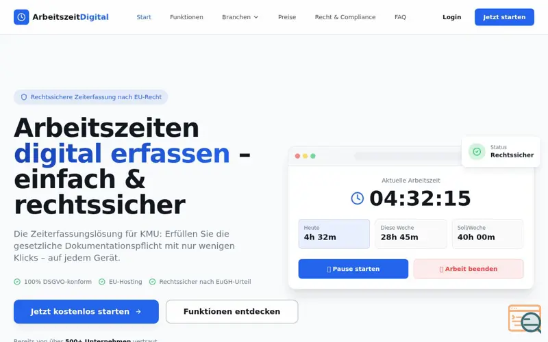 Screenshot of ArbeitszeitDigital