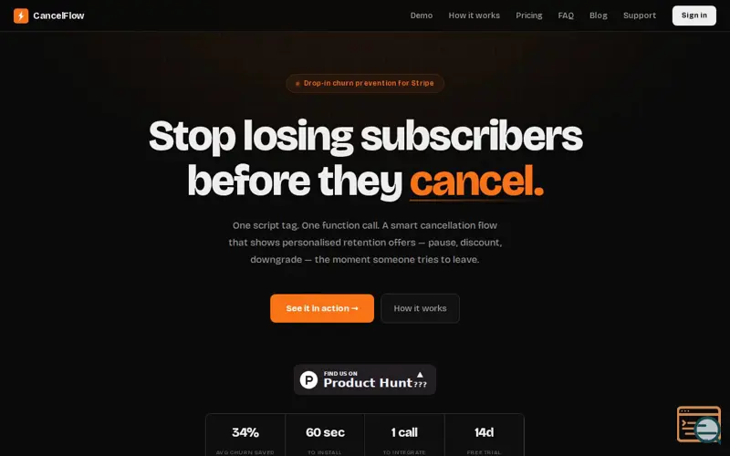 Screenshot of CancelFlow