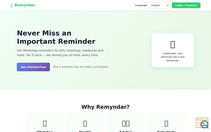 Screenshot of Remyndar