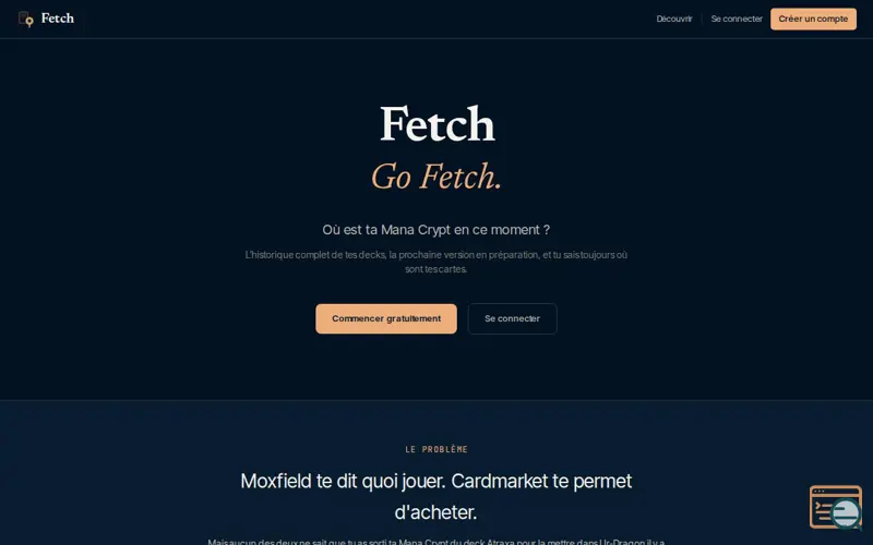 Screenshot of Fetch MTG