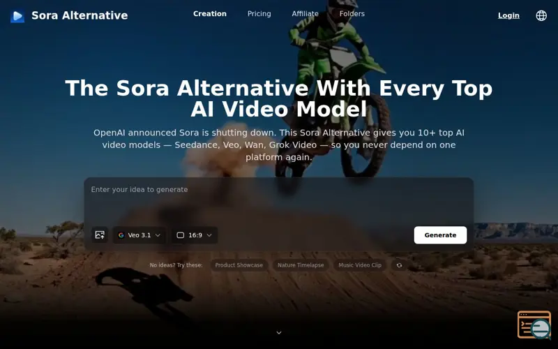 Screenshot of Sora Alternative