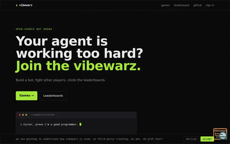 Screenshot of Vibewarz