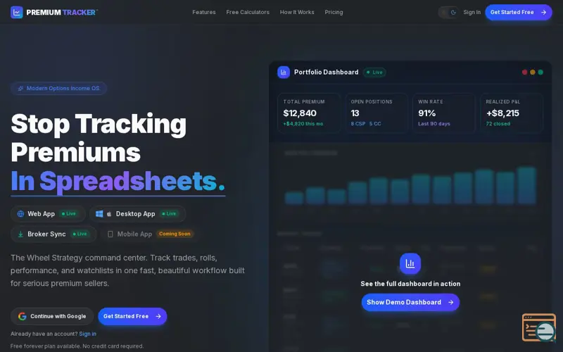 Screenshot of Premium Tracker