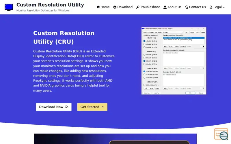 Screenshot of Custom Resolution Utility