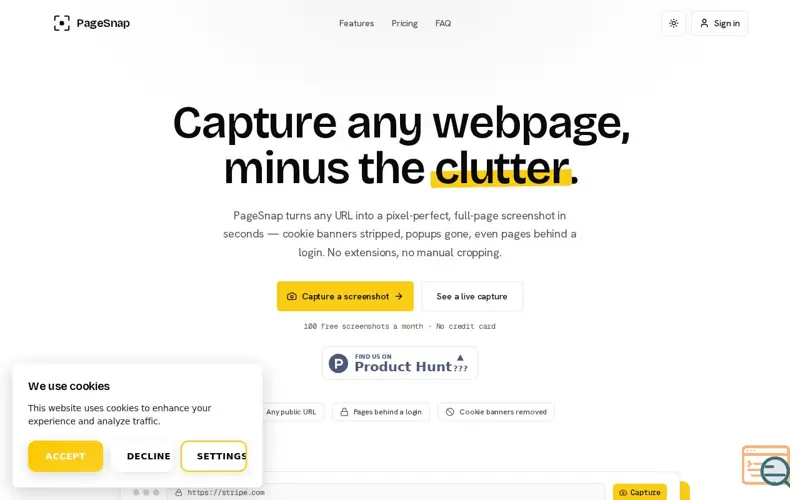 Screenshot of PageSnap
