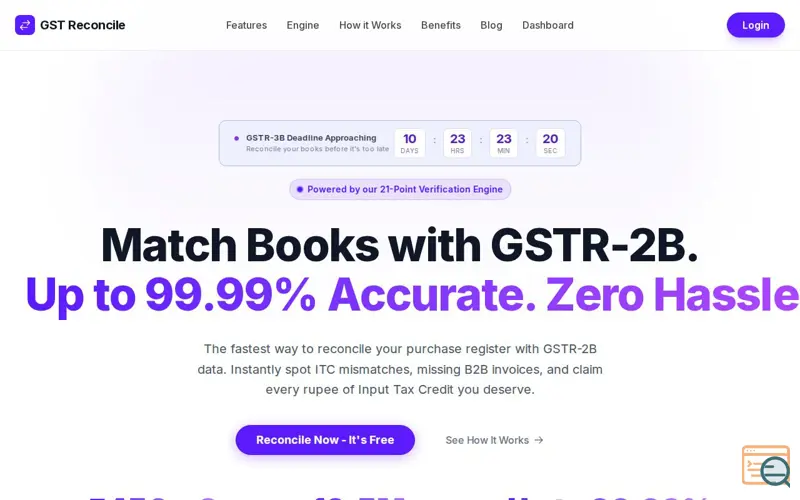 Screenshot of GST Reconcile