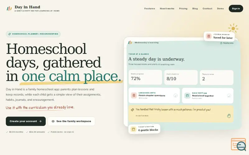 Screenshot of Day in Hand