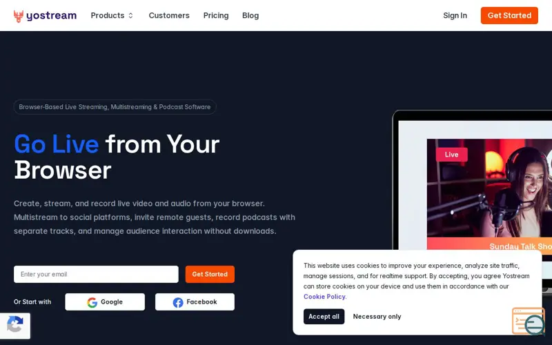 Screenshot of Yostream
