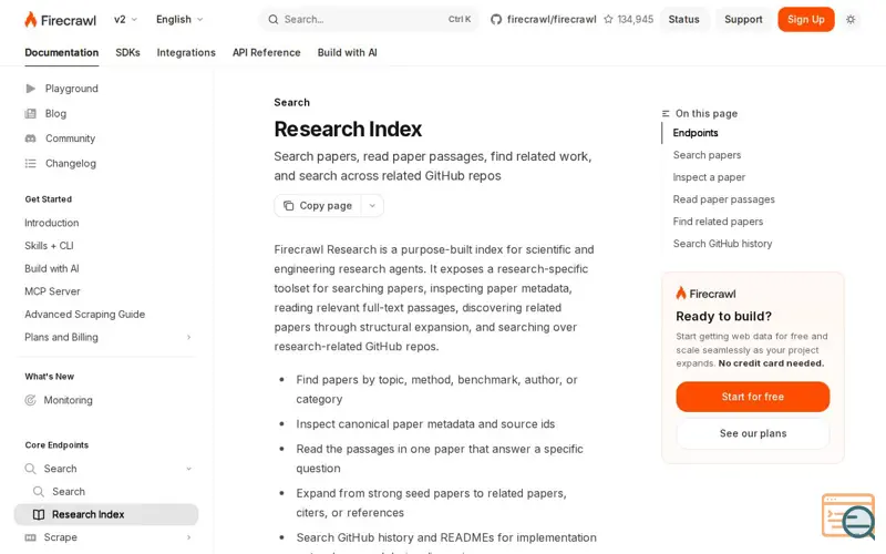 Screenshot of Firecrawl Research Index