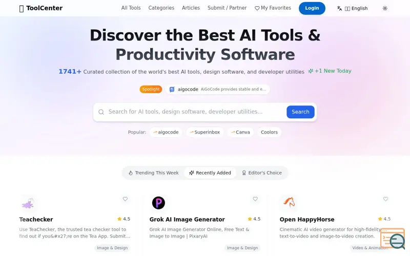 Screenshot of ToolCenter