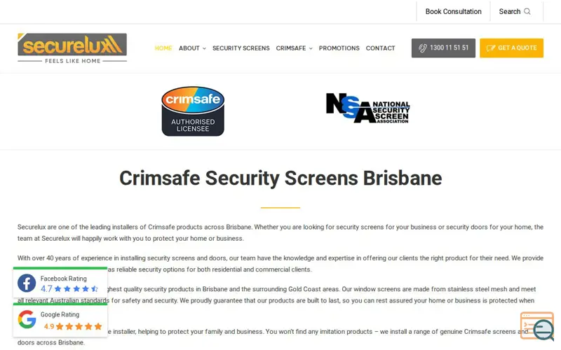 Screenshot of Brisbane Security Service
