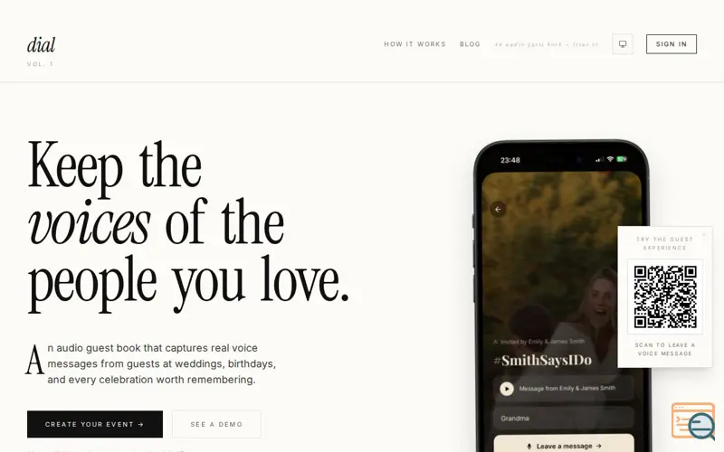 Screenshot of Dial Moments: Audio Guestbook