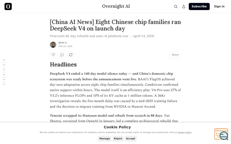 Screenshot of Daily China AI news briefing