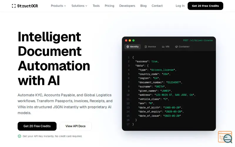 Screenshot of StructOCR
