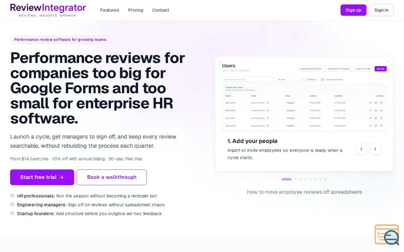 Screenshot of ReviewIntegrator