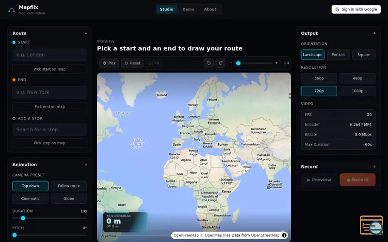 Screenshot of Mapflix