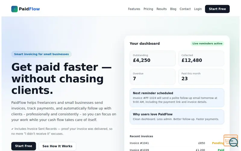 Screenshot of PaidFlow