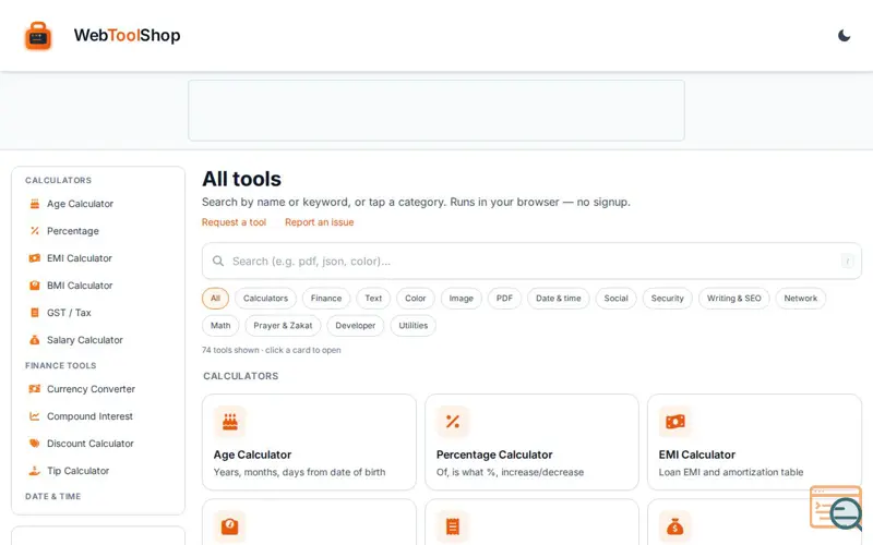 Screenshot of Webtoolshop
