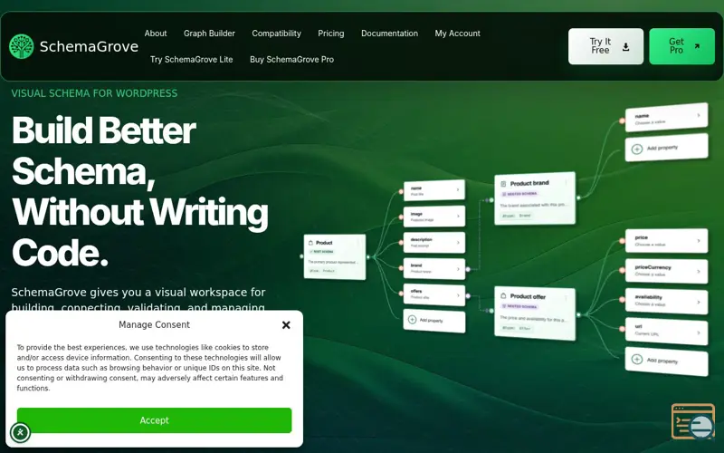 Screenshot of SchemaGrove, a launch using WooCommerce