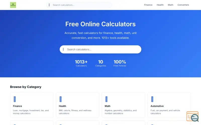 Screenshot of AllCalculatorsHub 