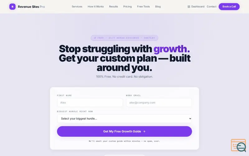 Screenshot of Revenue Sites Pro