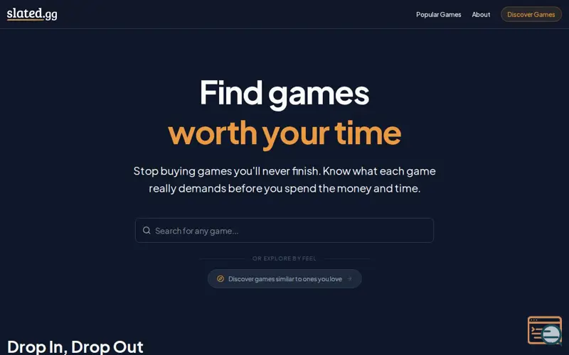 Screenshot of Slated.gg, a launch using IGDB