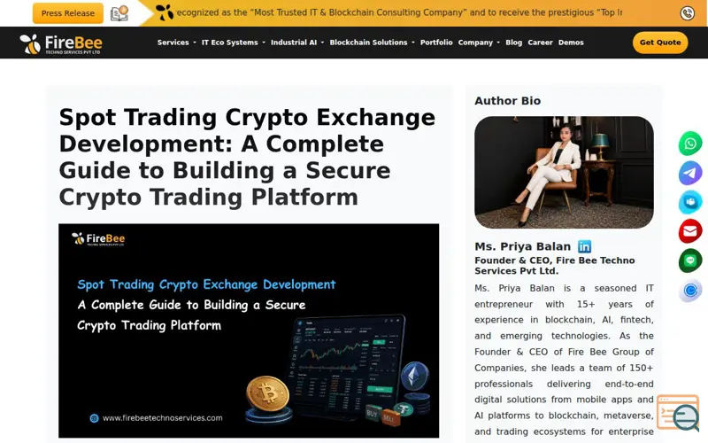 Screenshot of Spot Trading Crypto Exchange Development