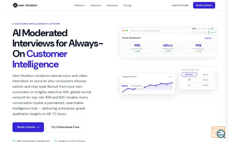 Screenshot of User Intuition, a launch using Descript