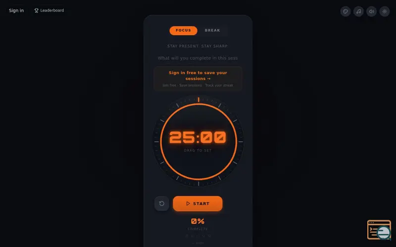 Screenshot of PomoDial Pro