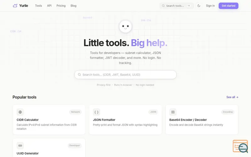 Screenshot of Yurlie — Little tools. Big help.
