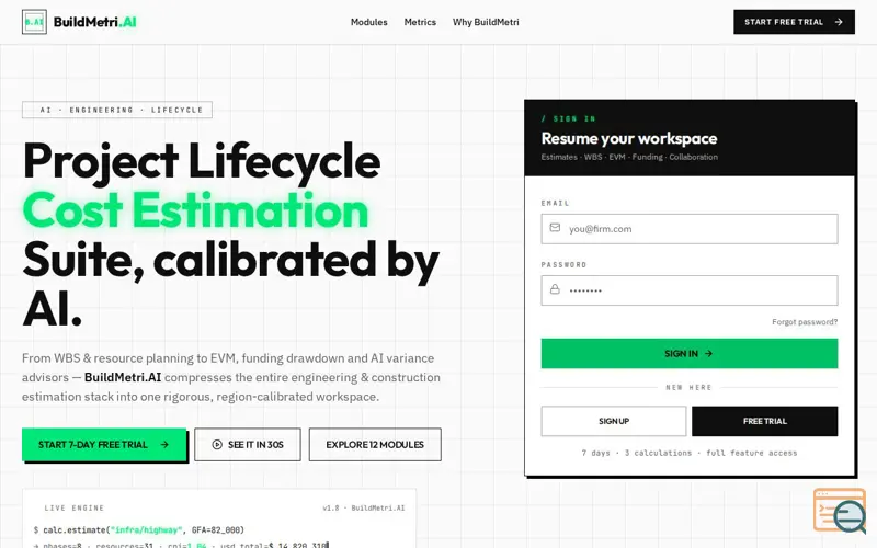 Screenshot of BuildMetriAi