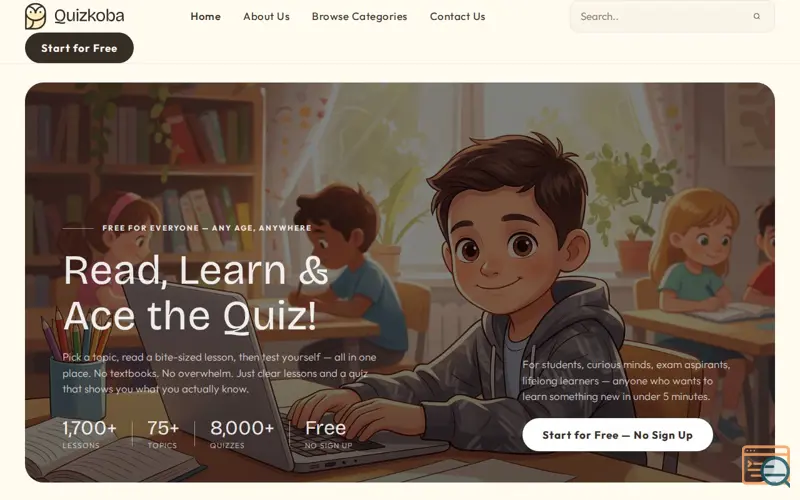 Screenshot of QuizKoba