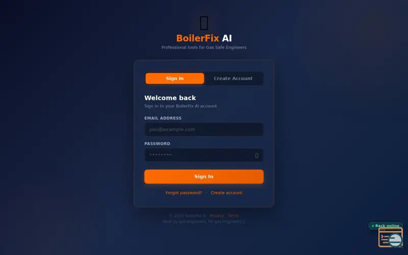 Screenshot of BoilerFix AI