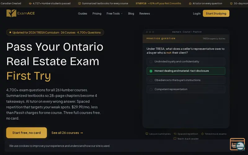 Screenshot of ExamAce