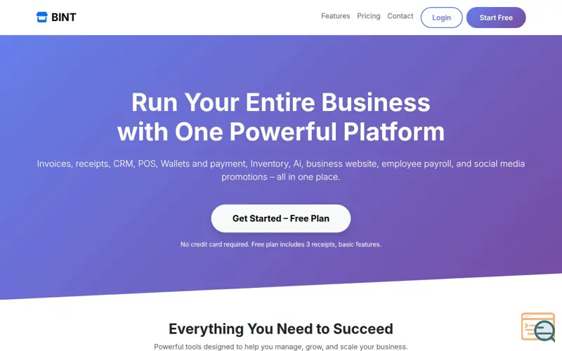 Screenshot of BINT Business Kit