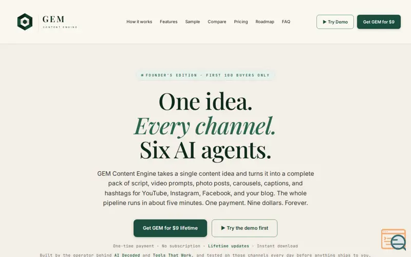 Screenshot of GEM Content Engine