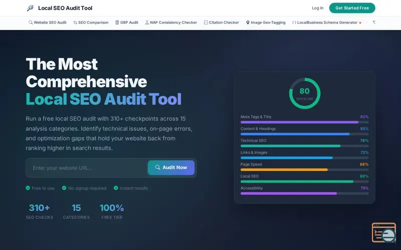 Screenshot of Local SEO Audit Tool