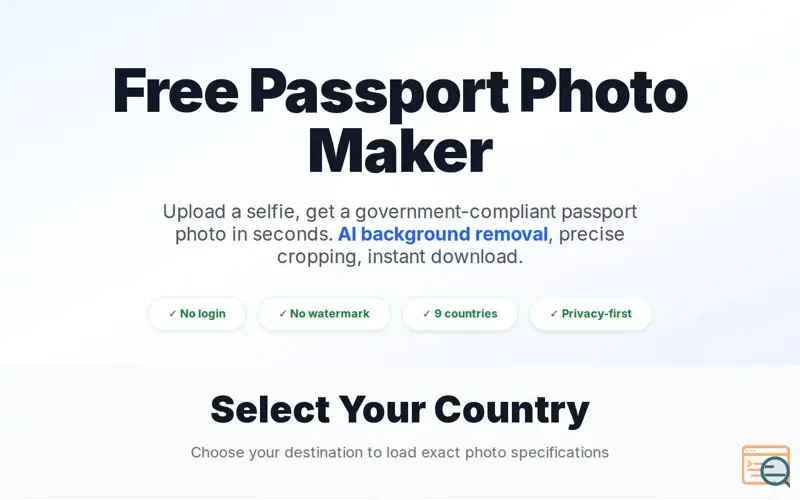 Screenshot of Passport Photo Tool