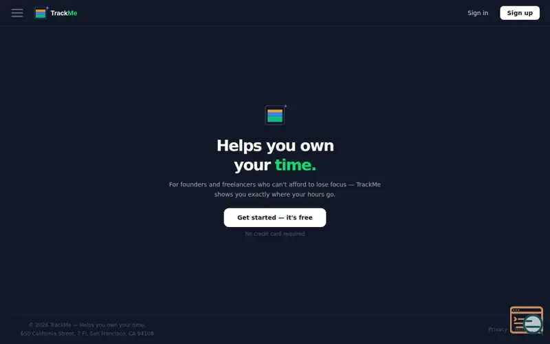 Screenshot of TrackMe