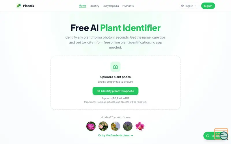 Screenshot of Free AI Plant Identifier — Identify Plants from a Photo