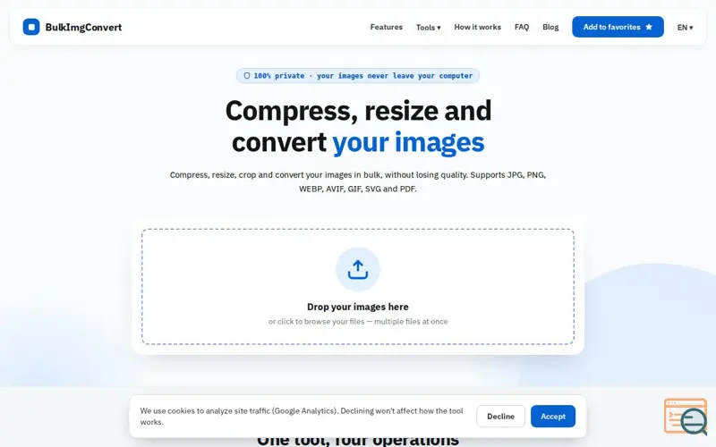 Screenshot of BulkImgConvert — Compress, Convert and Resize Your Images