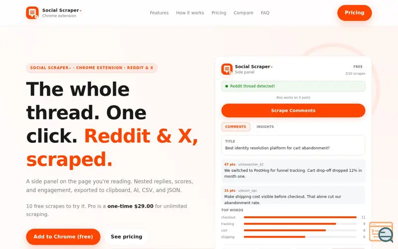 Screenshot of Social Scraper+