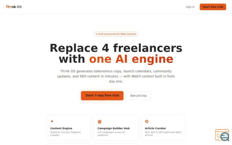 Screenshot of AI Marketing OS for Web3 teams, a launch using Ahrefs