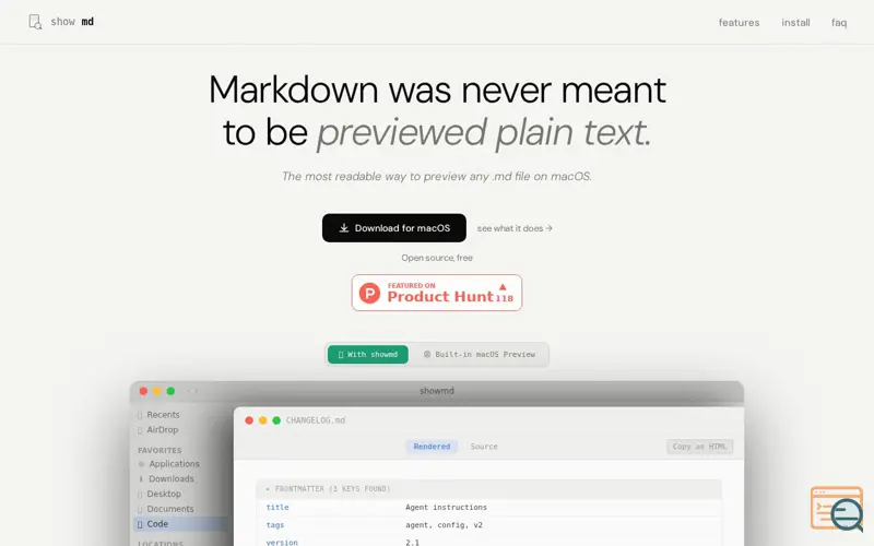 Screenshot of showmd