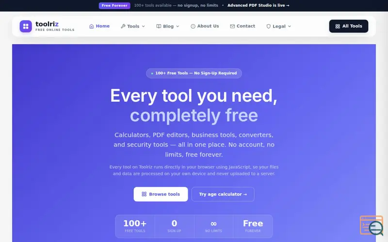 Screenshot of Toolriz